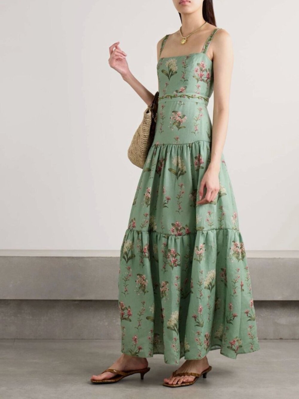 AGUA by Agua Bendita Lima Orquidea tiered embellished dress size M - Picture 5 of 6